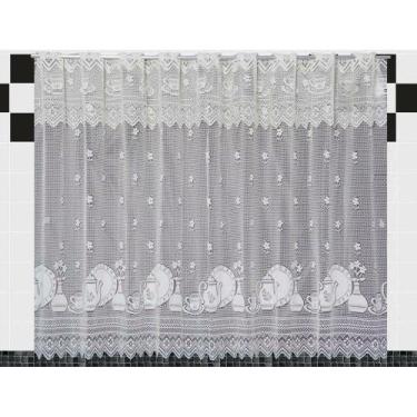 Imagem de Cortina Renda Cozinha Pratos 2,20 x 1,20m Branca - Corti Lester
