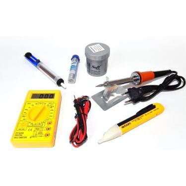 Imagem de Ferro De Solda 30w 220v Multimetro Digital Caneta Pasta Sugador Estanh