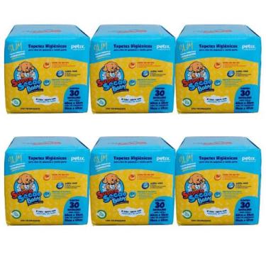 Imagem de Kit 6 Tapete Higiênico Super Secão Baby Slim Cães 30UN 60X55 - Petix
