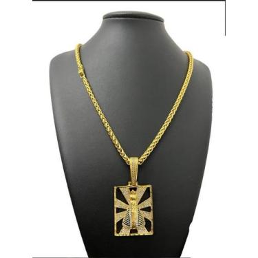 Imagem de Corrente Peruano 5mm + Pingente Nossa Sra - Banhado a Ouro - ToJoia18k