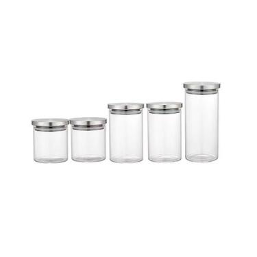 Imagem de Conjunto de Potes 5 Peças em Vidro Borossilicato - Belovidro, Cromado