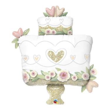Imagem de Balão de Festa Microfoil 41" 104cm - Bolo de Casamento Ouro - 1 unidad