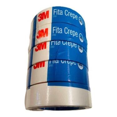 Imagem de Kit 5 Fita Crepe 3m 24mmx50m Pintura Marcação  Profissional