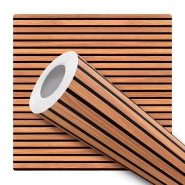 Imagem de Papel de Parede Adesivo Ripa de Madeira Horizontal Painel Moderno Quar