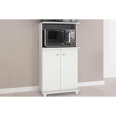 Imagem de Balcão Multiuso Cozinha BL3307 c/ 2 Portas e Nicho p/ Microondas 60cm Branco - Tecno Mo...