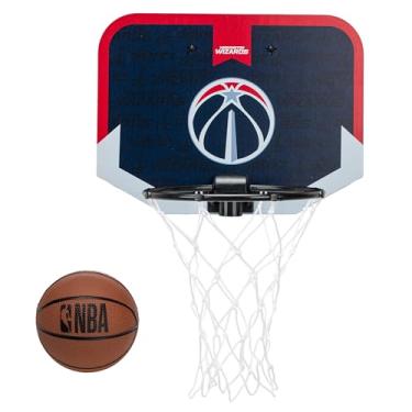 Imagem de Franklin Sports Cesta de basquete NBA Washington Wizards Mini Over The Door - Mini argola infantil com bola - Brinquedo para fãs da NBA para quarto + escritório - conjunto sobre a porta