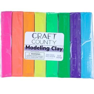 Imagem de Nara Modeling Clay – 1 lb (Eight Assorted Color Bars) – Use for Claymation, Models, and Stop Motion (Neon)