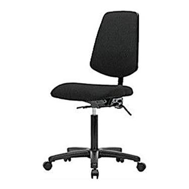 Imagem de Thomas 1163H85 Cadeira de tecido de altura média com encosto médio sem inclinação, base de nylon, braços ajustáveis, anel de pé cromado, desliza, preto