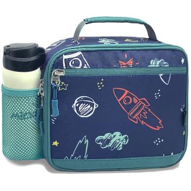 Imagem de Kulle Lancheira infantil para meninos – Lancheira infantil para meninos com zíper duplo e divisória, lancheira infantil lavável e reutilizável para escola, creche (espaço)