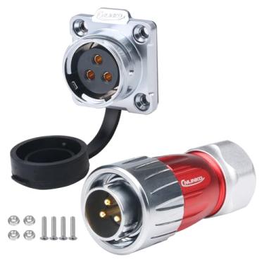 Imagem de CNLINKO Conector impermeável M20, série DH 20 2/3/4/5/7/9/12 pinos tipo de conexão baioneta tipo de conexão concha de metal plugue macho soquete fêmea conectores IP68 (3 pinos)