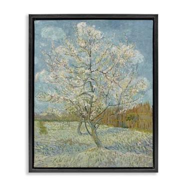 Imagem de Stupell Industries Van Gogh Rosa Peach Tree Framed Floater Canvas Wall Art Design por one1000paintings, moldura flutuante preta, 43 x 53 cm