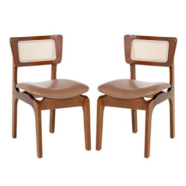 Imagem de Kit 2 Cadeiras de Jantar Portugal em Madeira Imbuia com Tela Rattan Im