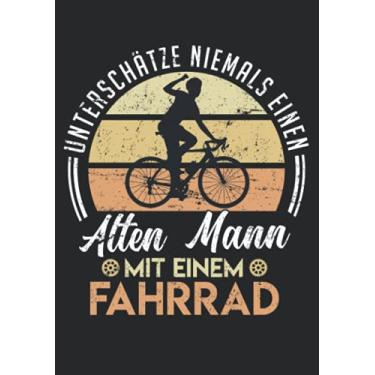 Imagem de Notizbuch A5 liniert mit Softcover Design: Alter Mann mit Fahrrad Radfahrer Fahrradfahrer Vintage Retro: 120 linierte DIN A5 Seiten