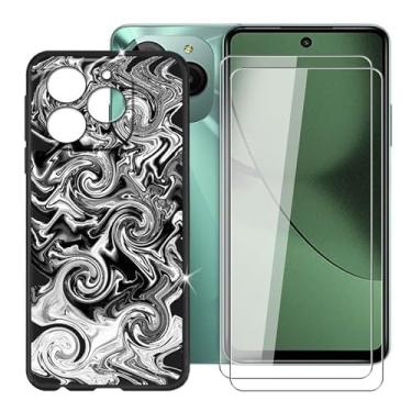 Imagem de Capa para BLU G54 (16,8 cm) + vidro temperado (pacote com 2), capa de silicone ultrafina à prova de choque antiarranhões + protetor de tela - tinta