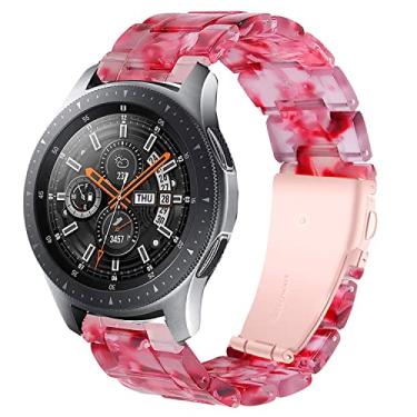 Imagem de SPINYE Pulseira de substituição compatível com Galaxy Watch de 46 mm, resina colorida de 22 mm com fivela de metal para Samsung Gear S3 Frontier/Classic/Huawei Watch GT2 de 46 mm (vermelho pêssego)