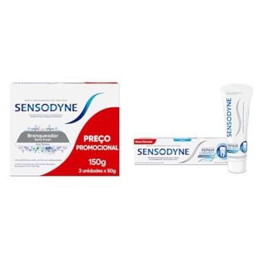 Imagem de Kit Sensodyne Creme Dental Branqueador Extra Fresh com Flúor + Sensodyne Creme Dental Repair e Protect