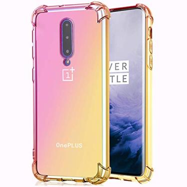 Imagem de Ueokeird Capa para OnePlus 7 Pro, capa protetora de TPU flexível com cantos reforçados e à prova de choque para OnePlus 7 Pro para OnePlus 7 Pro, rosa/dourado