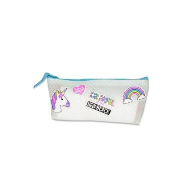 Imagem de Estojo Escolar Unicornio Silicone Colorful Infantil Branco