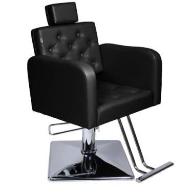 Imagem de Cadeira Tokyo Fixa Hidráulica Base Quadrada Preto Acetinado - Moveis e