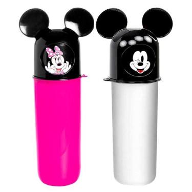 Imagem de 2 Potes Multiuso do Mickey e Minnie Rosa Estojo Lápis Guarda Pasta Esc