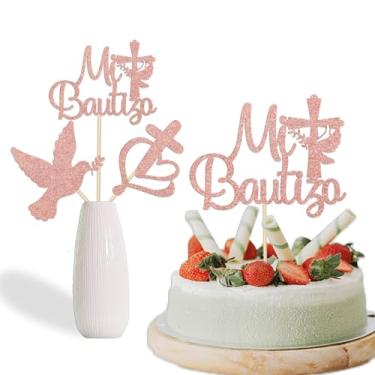 Imagem de 12Pcs Mi Bautizo Centerpiece Sticks, My Baptism Baby Shower Decor, Baptism Table Decoration, Cross Dove Theme Birthday Party Decor, Christening Decor for Boys/Girls Supplies Rose Gold Glitter