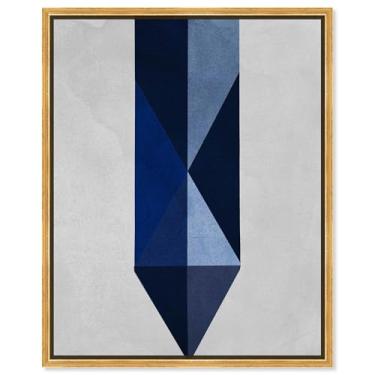 Imagem de Art Remedy Tela de giz de cera azul moderna de meados do século, moldura dourada, 61 cm x 76 cm