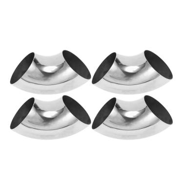 Imagem de Motoforti 4 peças 90 graus mandril curva cotovelo carro modificado tubo de escape tubulação 7.6 cm espessura OD 1,2 mm/18GA 76x175x1,2 mm 304 aço inoxidável tom prata