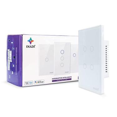 Imagem de Interruptor Inteligente Wifi 4 Botões Touch Smart Ekaza Alexa e Google