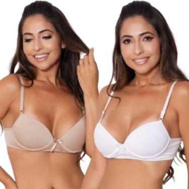 Imagem de Kit 2 Sutiã Com Bojo Plus Size Feminino Básico Lingerie Liso Confortáv