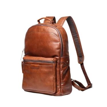 Imagem de Mochila masculina de couro vintage para viagem Bolsa mochila de couro para laptop retro masculino Bolsa(Vintage Brown)