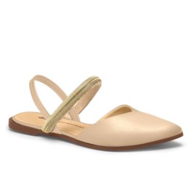 Imagem de Sapatilha Slingback Chanel Tira Ouro Dakota - Bege