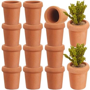 Imagem de 16 peças, minipassos de argila pequenos de 1,5 cm, vaso de flores pequeno para artesanato, casa de bonecas, vasos de flores para plantas de jardim e escritório, decoração de peitoril de janela, 2 estilos
