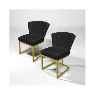 Imagem de Kit 2 Cadeira De Jantar Pétala Base De Ferro, Cadeira Mesa De Jantar E Penteadeira (Preto)