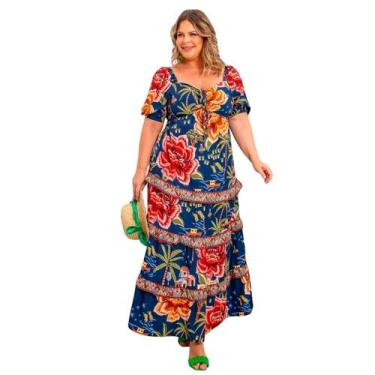 Imagem de Vestido plus size mid com decote coração e lastex nas costas com manga