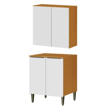 Imagem de Conjunto Armário Aéreo e Balcão 100% MDF 2 Portas 70cm Luna - Aramóvei