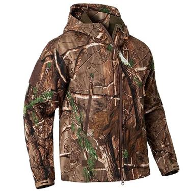 Imagem de CARWORNIC Jaqueta masculina camuflada silenciosa de caça, impermeável, forro de lã, camuflagem, caminhada, pesca, casaco, Jaqueta camuflada de árvore, M