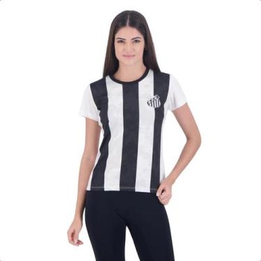 Imagem de Camiseta Santos Trix Feminina Braziline Licenciada, M, Branco, Preto