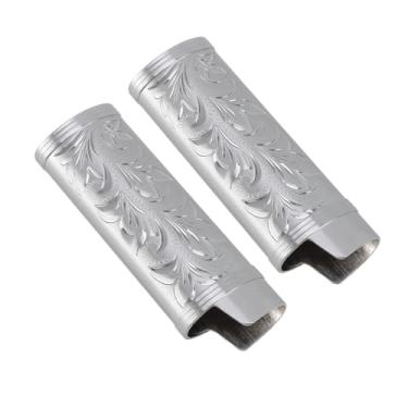 Imagem de Estojo de isqueiro vintage atraente conjunto de 2 peças portátil para isqueiro para uso diário (cinza)