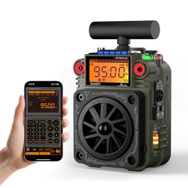 Imagem de Raddy Rádio de ondas curtas RF750 Plus AM FM SW com alerta NOAA, mini rádio portátil com controle de aplicativo, 297 estações predefinidas, bateria substituível, antena tipo T, alarme SOS para
