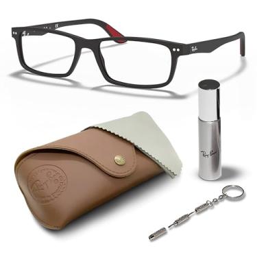 Imagem de Ray-Ban RB5277 Óculos retangulares com kit de óculos - Óculos com ajuste de ponte alta - Armação feminina de designer com lentes transparentes, Armação preta areia | Lente transparente