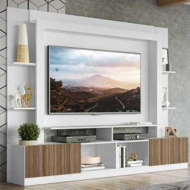 Imagem de Estante TV 65" e 2 portas Oslo Multimóveis V3395, Branco/Madeirado