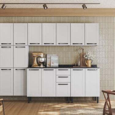 Imagem de Cozinha Compacta em Aço 5 Peças 16 Portas 2 Gavetas Itatiaia Florença Branco Neve