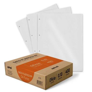 Imagem de Saco plástico pp ofício 4 furos 0,10mm F10-400 Spiral pt 400 un