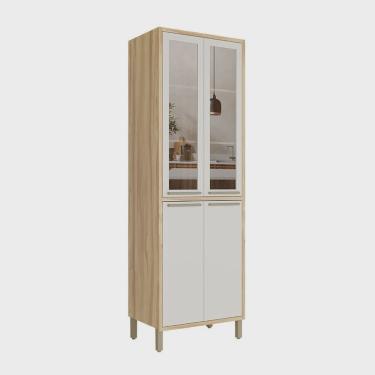 Imagem de Paneleiro Duplo com 4 Portas e Vidro Reflecta 100% Mdf Vicenza Espresso Móveis