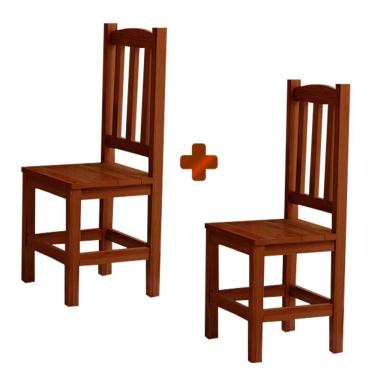 Imagem de Kit 2 Cadeiras Madeira Maciça Castanho Diana Jm Móveis