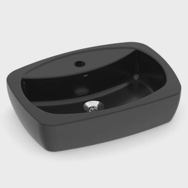 Imagem de Kit 2 Cubas de Apoio 500x360 com Furo Central sem Ladrão Thema Incepa Preto Brilho