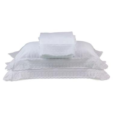 Imagem de Jogo Cama Lençol Queen 300 Fios Buettner Renda Renascença Branco
