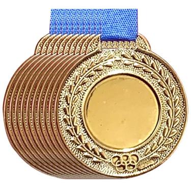 Imagem de Kit 10 Medalhas Centro Liso Personalizar 35mm Premiação Aço bronze
