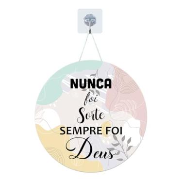 Imagem de Placa Enfeite Porta Decorativa com Corda Redonda MDF Adesivado Frases Cristãs 25cm (GP-FRC0005)