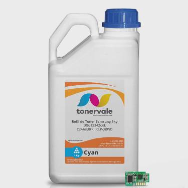 Imagem de Toner Refil + 8 Chip Toner TankFull Para Samsung CLT-C506L Ciano - CLP-680ND CLX-6260FR de 1kg